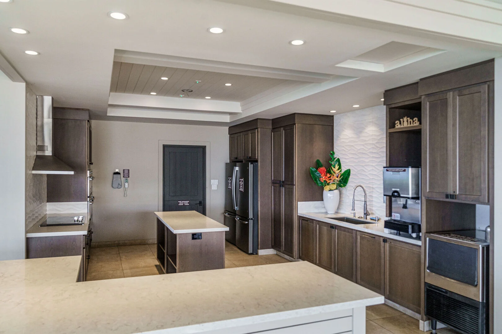 Resort beach pavilion kitchen and gathering space